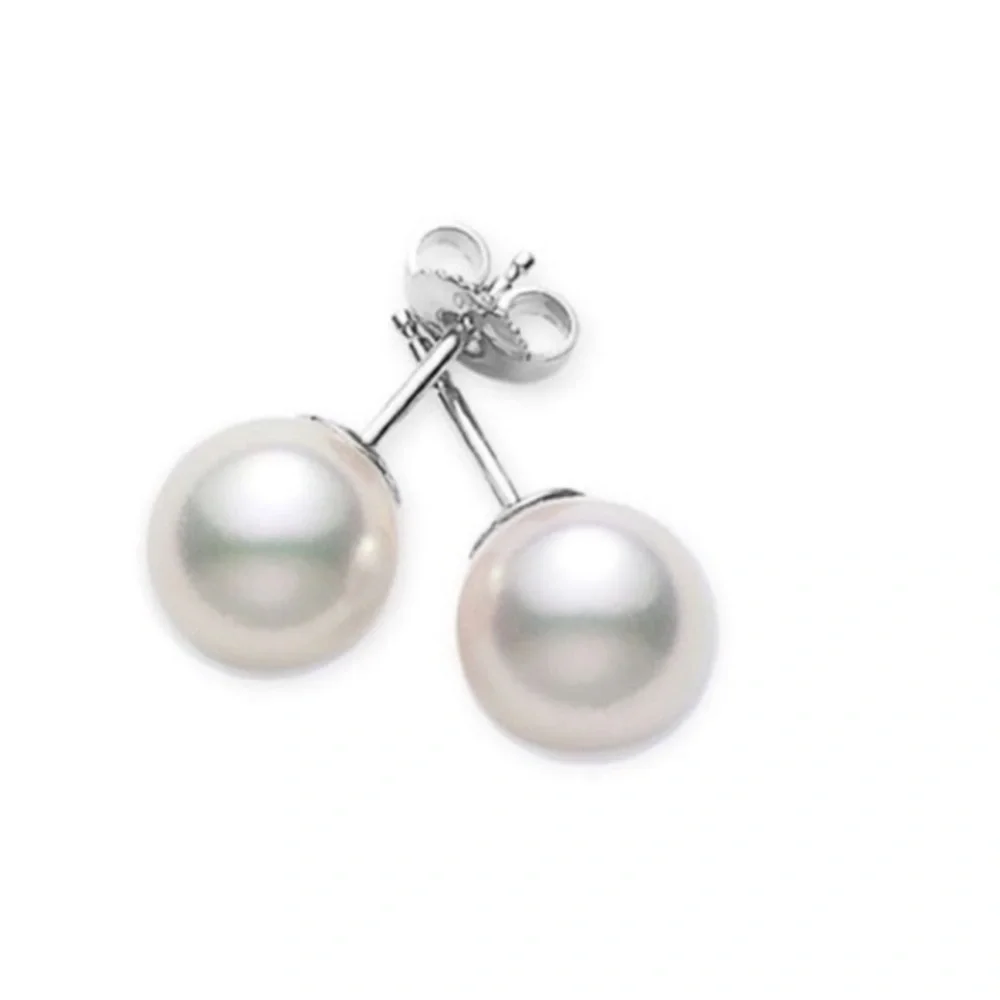 Renaissance Collection Freshwater Pearl Studs 16k White Gold 925 Sterling Silver